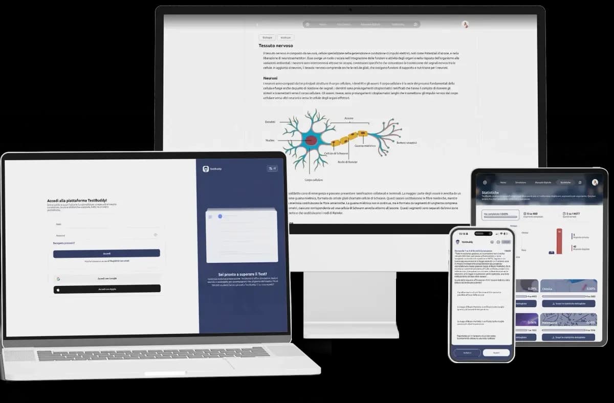 Anteprima piattaforma TestBuddy — simulazioni, teoria e AI