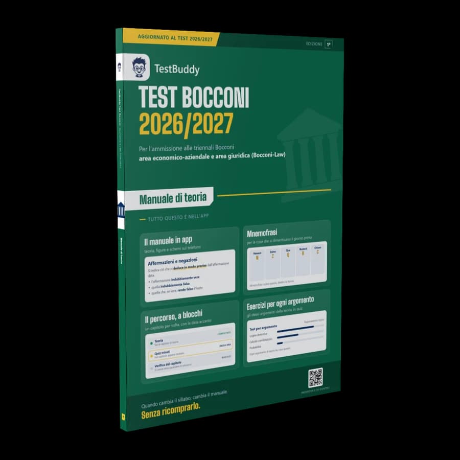 Copertina del manuale TestBuddy per Test Bocconi