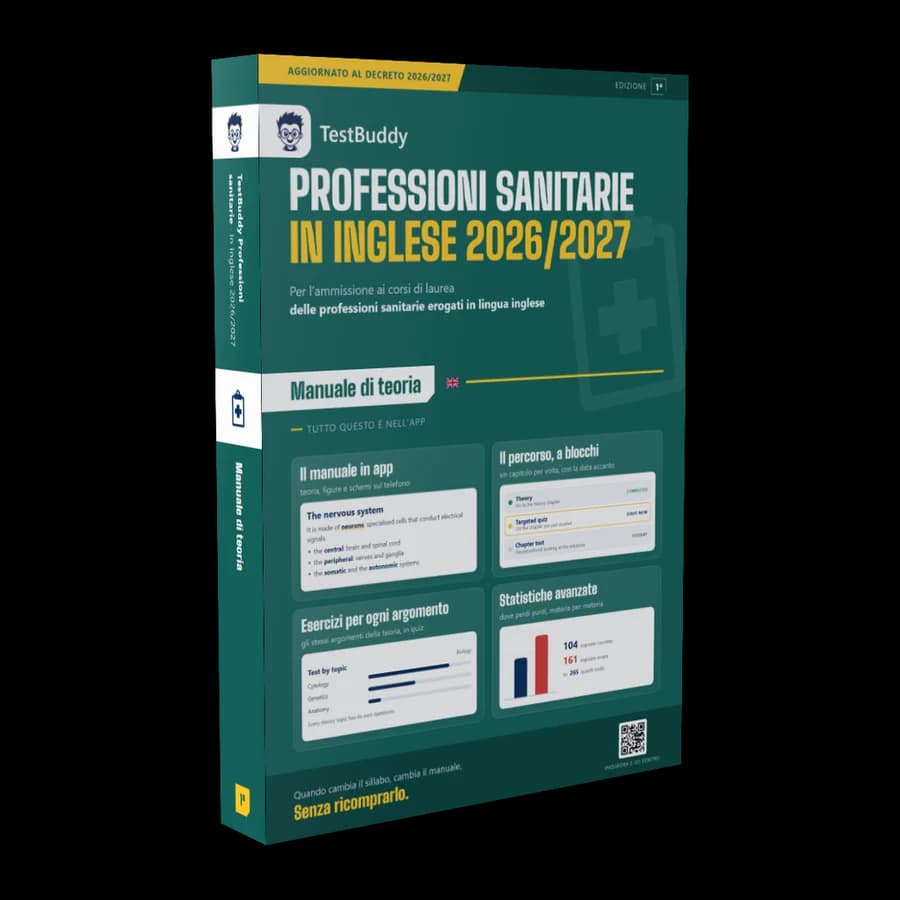 Copertina del manuale TestBuddy per Test Professioni Sanitarie (EN)