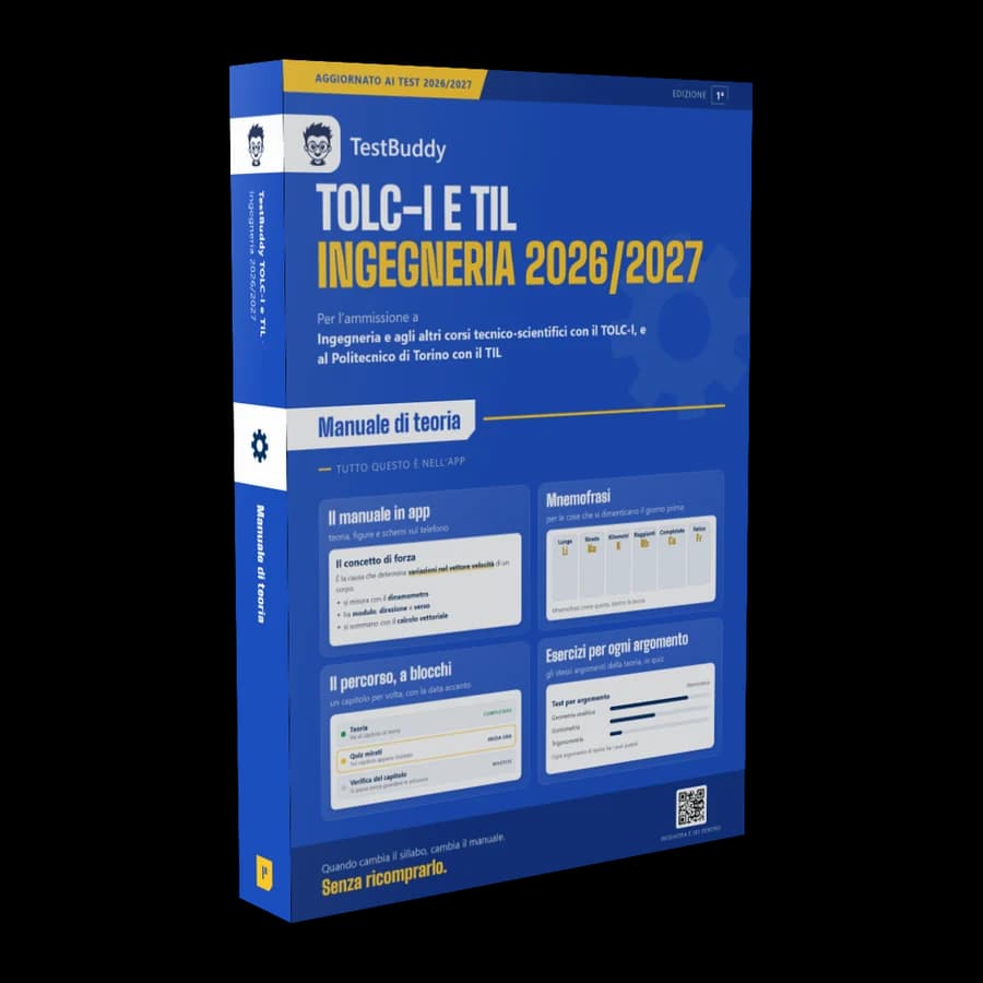 Copertina del manuale TestBuddy per TOLC-I (Ingegneria)